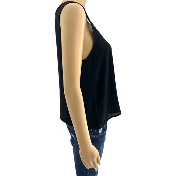 Lush MEDIUM Black Sheer Industrial Sleeveless Bronze Metal Statement Top Blouse - Picture 3 of 5